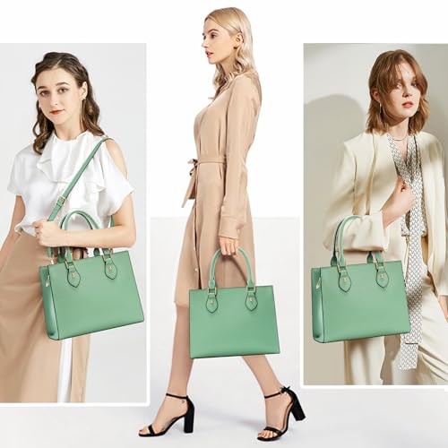 Image of CHICAROUSAL Crossbody Purses and Handbags for Women PU Leather Tote Top Handle Satchel Shoulder Bags (Grey Mint green)