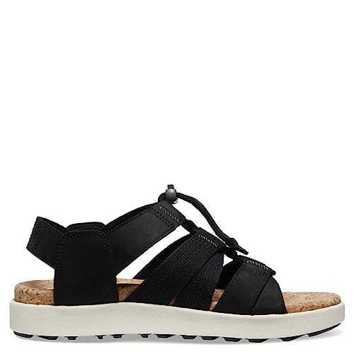 KEEN Women's Elle Mixed Strap Comfortable Casual Platform Sandals, Black/Birch, 11 Medium US