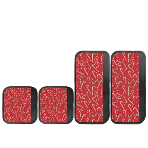 Image of Dreaweet Christmas Candy Cane Print Refrigerator Handle Covers Set of 4, Red