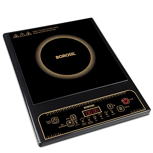 Image of Borosil Smartkook Electric Induction Stove, Glass Surface, Energy Saving, Flame-free Cooking,Black, 1400W