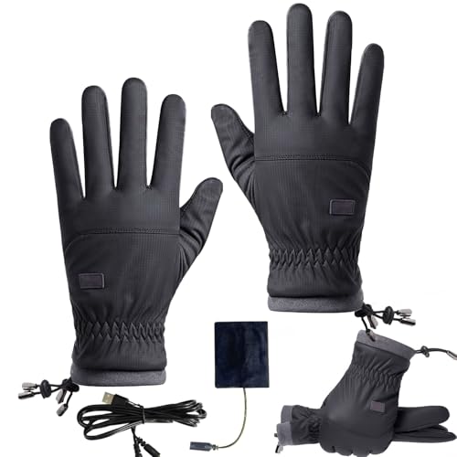 Nubamzy Guantes térmicos | Guantes de calefacción USB resistentes al viento para deportes al aire libre | Manoplas eléctricas ergonómicas para el trabajo, deportes, snowboard, trineo, ciclismo