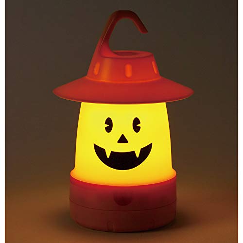 にっこり笑顔がかわいい、かぼちゃ色の電池式LEDランタン。置いても吊るしても使える2WAY仕様。ハロウィンのときだけでなく、キャンプや夜中の授乳やオムツ交換時など日常でも使えます。