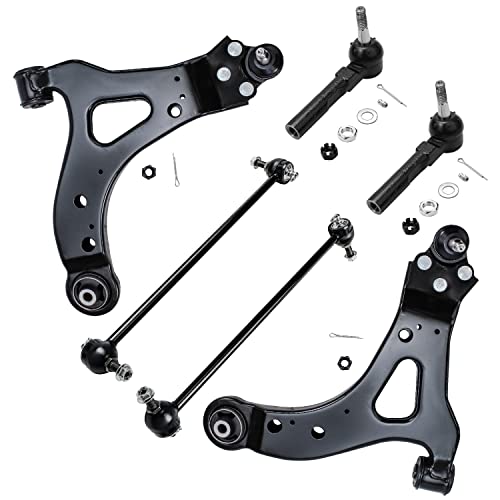 Image of Detroit Axle - FWD Front Control Arms Kit for 2005-2009 Chevrolet Uplander Pontiac Montana 2006 2007 2008, 2 Lower Control Arms w /Ball Joints, 2 Outer Tie Rods, 2 Sway Bar Links Replacement