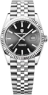 Pagani Design Herren Automatikuhr Japanisches Uhrwerk Edelstahlgehäuse Saphirglas Zifferblatt 21 Steine Gold Luxusuhr PD 1645 (Silber schwarz)