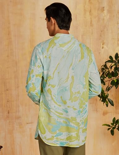 Image of Amazon Brand - Symbol Cotton Screen Print Regular Men's Smart Length Kurta