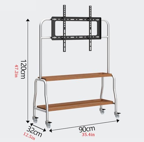 Soporte móvil ajustable para TV con estante y ruedas miniatura 2