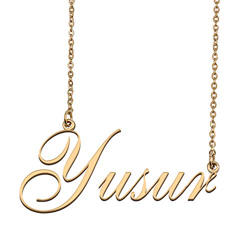 HUAN XUN Custom Personalized Name Necklace in Golden Silver for Women Yusur