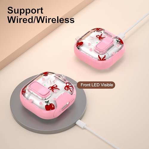 Image of for AirPods 4 Case 2025 with Safety Lock & Foldable Phone Stand, Pink | Double Drop Protection,Two-Piece Design, Airpod 4 Case with Keychain & Cleaner Kit, Support Wireless Charging, Shockproof