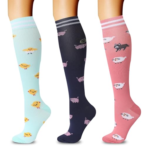 QZLKNIT 3 Pairs compression stockings are ergonomic designs, Durable, stylish and comfortable, Best Support Circulation Socks for Running, Travel, Flight, Nurse?(L/XL)