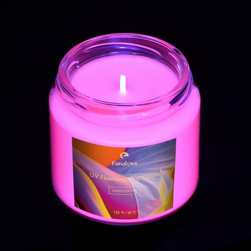UV Fluorescent Party Candle Made from Soy Wax, 50 °C, peelable, Low Temperature and Heat Generation, Safe and unscented, 142g (Orange)