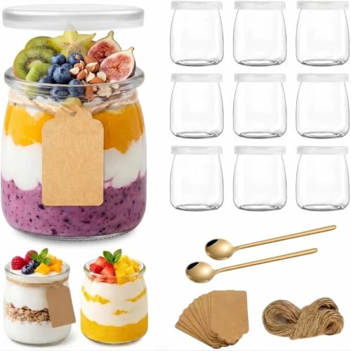 Vasetti Per Yogurt,Vasetti Vetro Piccoli,Bicchieri Yogurt 200 ml,12 Pezzi