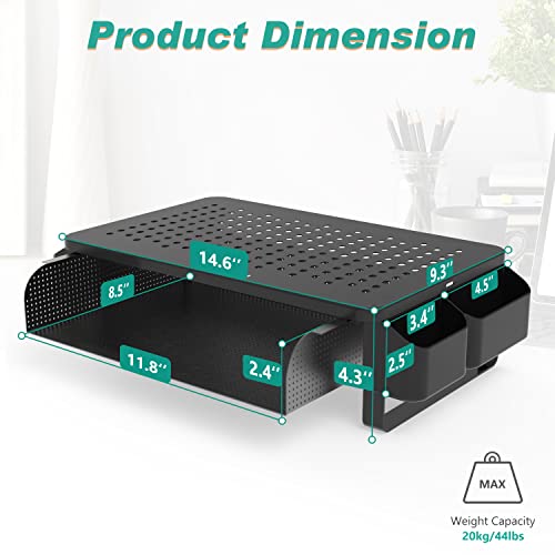 Wali Monitor Stand With Storage, Office Desk Organizer With Drawer And Side Storage Pockets For Computer Desk Stand, Laptop, Printer, Notebook And Flat Screen Display, (Stt007), Black, 1 Pack #TOP2