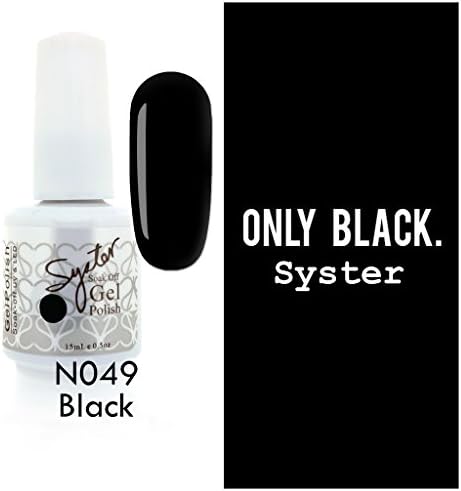 SYSTER 15ml Nail Art Soak Off Color UV Lamp Gel Polish N049 - Black