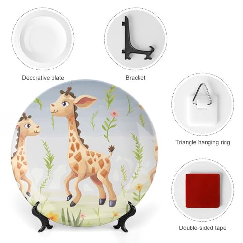 Plato decorativo de porcelana con diseño jirafa 6 pulgadas miniatura 3