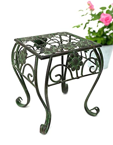 96007 S - Sgabello per fiori in metallo, rettangolare, 25 cm, colore: Verde