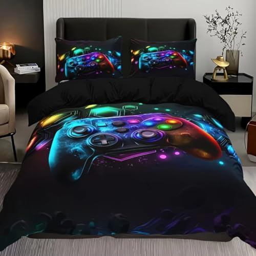 Parure de lit imprimée 3D manette de jeu : housse de couette douce 150x220