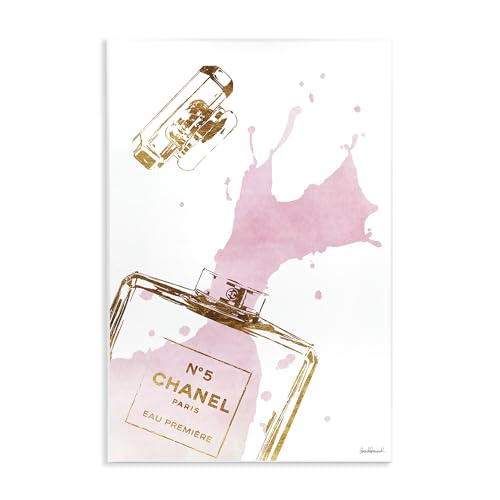 'Glam Perfume Bottle Splash Pink Gold'| Wall Plaque Art