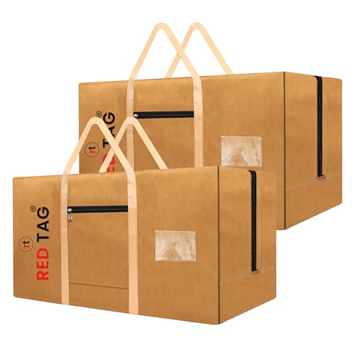 Image of Storite 2 Pack Extra Large Moisture Proof 236 L Heavy Duty 1680 Denier Nylon Multi-Purpose Toys Storage Bag /Stationery Paper /Blankets /Clothes Storage Bag (Brown, 113x39x56 cm)