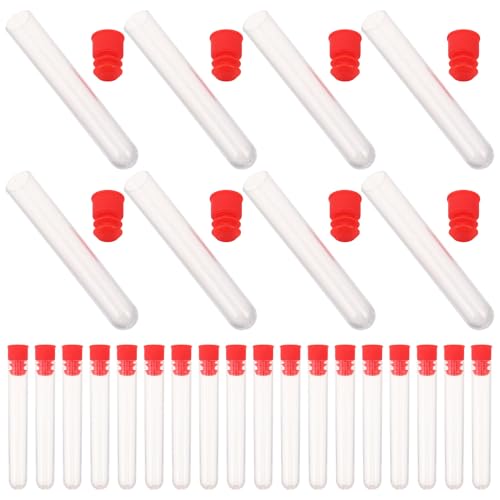 Angoily Contenedor Dispensador de Agujas de Coser 30 Piezas Tapa Roja 12x75mm, Organizador Portátil para Manualidades y Costura a Mano, Tubo de Almacenamiento Resistente al Polvo