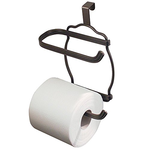 mDesign Metal Wire Double Toilet Tissue Paper Roll Holder for Bathroom Storage, Over the Toilet Tank - Bronze