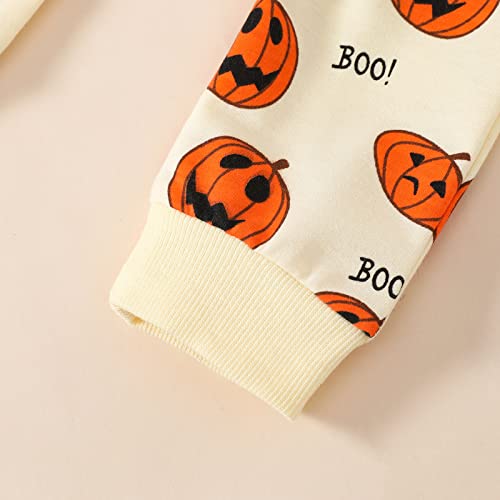 Toddler Boys Girls Halloween Clothes Long Sleeve Pumpkin Prints Pullover T-Shirt Sweatshirt Tops Pants Outfits4