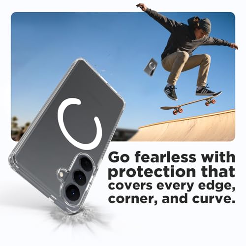 Image of RIGGEAR Shockproof Clear Hybrid Armor Magnetic Back Cover Case Compatible with MagSafe Accessories for Samsung Galaxy S26 Plus (Transparent PC and TPU Bumper)
