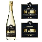 2 Stück 60. Geburtstag Flaschenetikett 9,8x9,8cm Flaschenetiketten Weinflaschen Aufkleber Geburtstagsdeko selbstklebend Etikett Geschenke für Frauen Männer Party Geburtstagsgeschenk