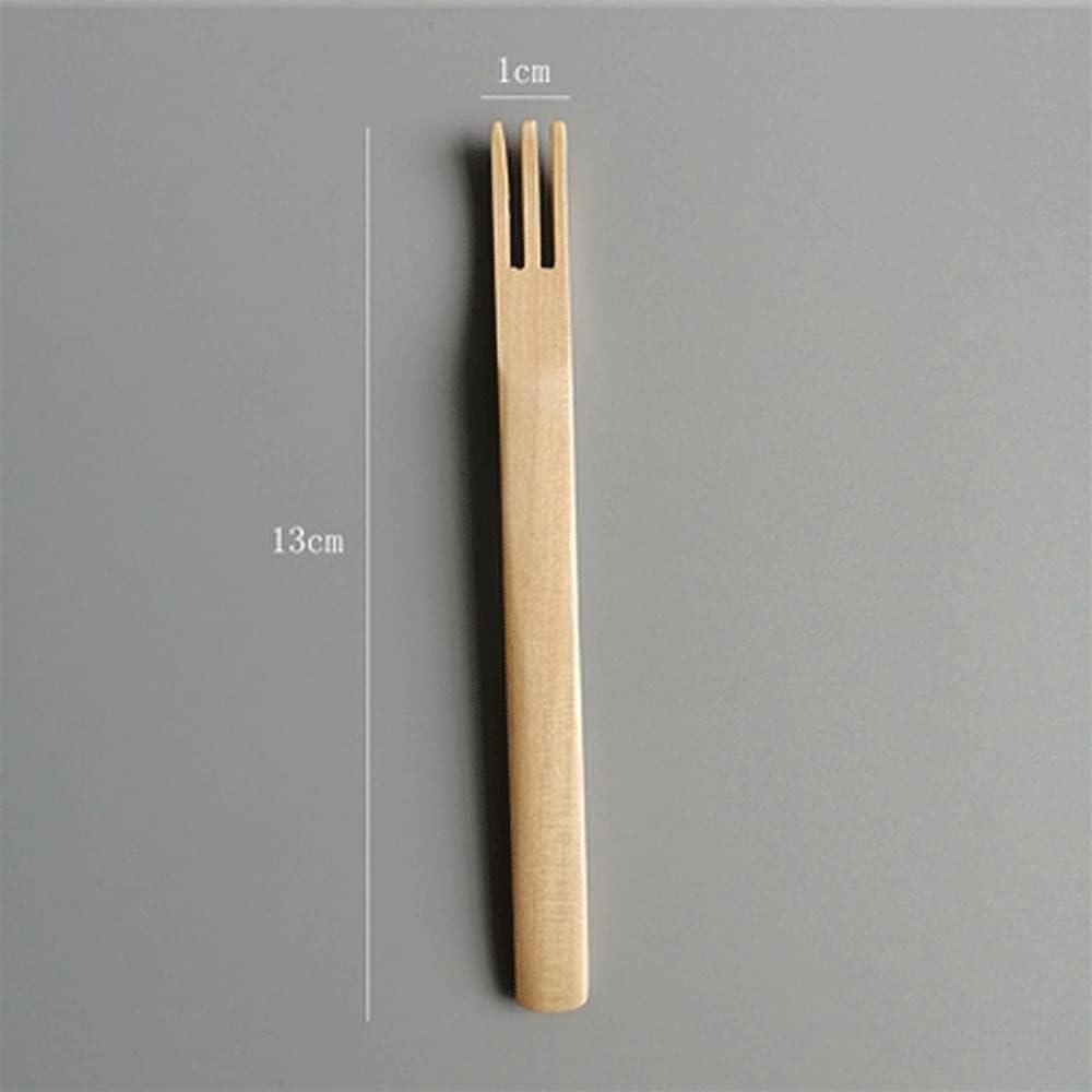 Dinner Forks Solid Wood Fork Yellow Household Compact And Convenient, Suitable for Fruits And Desserts Size 13cm*1cm