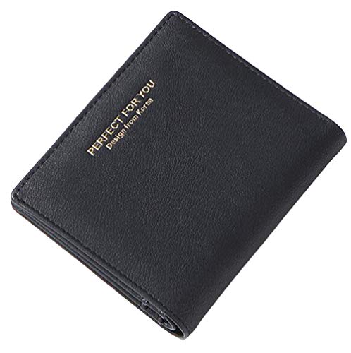 Geldbörse Damen Mini Geldbeutel Portmonee mit Reißverschluss Kurz Brieftasche Kartenhalter Kartenfächer Brieftasche für Münze Kleingeld (Schwarz) Cover