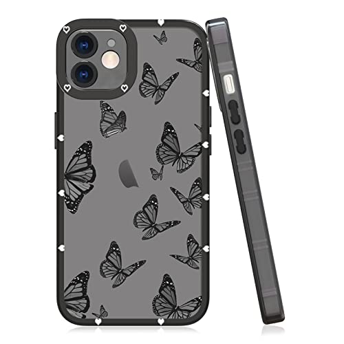 LSL Compatible with iPhone 11 Case Black Butterfly Pattern Deign Soft TPU Bumper Anti-Drop Protective Wireless Slim Clear Cover for iPhone 11 6.1 Inch