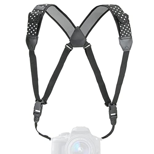 USA Gear DSLR Harnais de Poitrine Pour Appareil Photo Reflex Numérique avec Boucles à Dégagement Rapide et Poches pour Accessoires – Compatible avec Canon, Nikon, Sony et plus – Pois