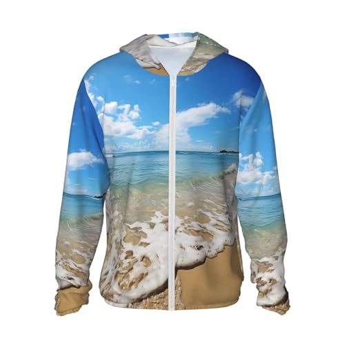 Men's UPF 50+ Sun Protection Hoodie Sea and Beach Long Sleeve Sun Shirts Full Zip Light Fishing Jacket