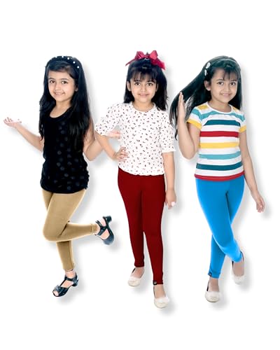 Image of NIK & KNIT Premium Stretchable Plain Leggings for Girls /Kids | Combo Bottom Wear (Top /T-Shirt NOT Included)