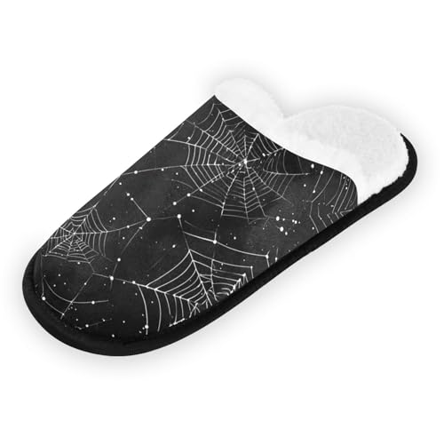 Halloween Spiders Web Black Light Slippers For Women Men Soft Memory Foam Non-Slip Hallowmas Winter Indoor House Shoes Travel Slipper2
