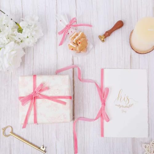 Image of QIANF Vintage Peach Pink Velvet Ribbon Christmas Ribbon for Gift Wrapping Crafts Christmas Tree Ornaments Garland Decorations, 3 /8 Inch X 25Yd