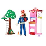 Barbie Careers Firefighter Doll & Playset with Fire Station & Tree, 2 Pets, Color-Change & 10+ Accessories Including Fire Extinguisher Squirt Toy