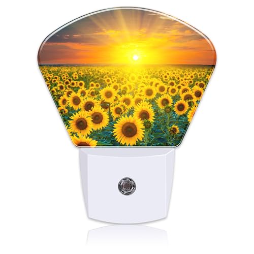 Image of Sunflowers and Sunrise Night Light Plug into Wall, Sunflower Fields Night Light with Dusk to Dawn Sensor for Kid Girls Boys Women Men Room, Hallway, Kitchen, Bathroom, Stairs Decor