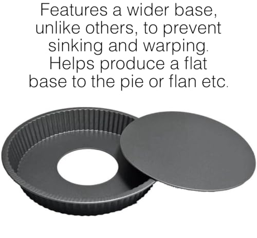 Quiche Pan 24cm, Non-Stick Pie Tin with Loose Base for Baking Flans, Fluted Round Pan, Dish, Carbon Steel, Dark Grey - Image 3