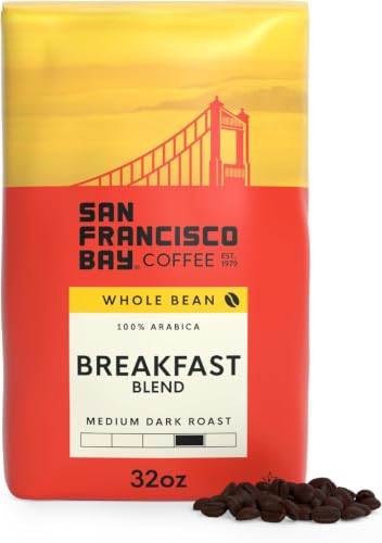Image of San Francisco Bay Coffee - Medium Roast Whole Bean Coffee - Breakfast Blend (2 lb bag) (Pack of 6)