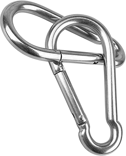 Aowish Spring Snap Hook Carabiner Heavy Duty| 304 Stainless Steel Clips Keychain Buckles| 2-1/2'' 3-1/8'' 4'' 5-1/2'' Length| Home Gym Garage Camping Swing Hammock Hiking Etc (M6, 1/4'' Dia, 10-Pack) #TOP1