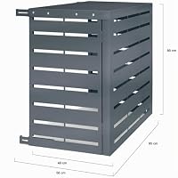 IDMarket - Klimaanlagenabdeckung 95 x 50 x 80 cm, aus anthrazitgrauem Metall, zum Schutz des Außengeräts einer Wärmepumpe – Ansicht 5