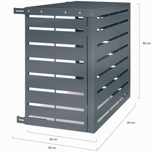 Miniatura 5 de Idmarket - Cubierta De Aire Acondicionado De Metal, Color Gris Antracita, Protección Unidad Exterior, 95 X 50 X 80 Cm