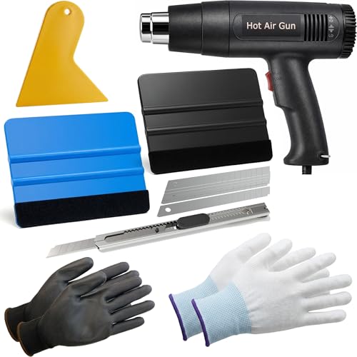 Spanno Car Vinyl Wrap Tool Kit for Car Film Installation Includes Heat Gun, Felt Squeegee, Plastic Scraper and Vinyl Wrap Gloves…