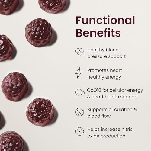 HumanN SuperBeets Heart Gummies Advanced - CoQ10 100 mg Plus Beet Root Powder & Grape Seed Extract, 120 Count