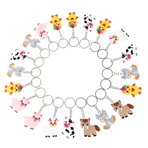 ULDIGI 20 piezas Llavero Animal Creativo Colgantes para Llaves PVC Duraderos Diseño Divertido para Coche y Regalo Accesorio Ligero para Uso Diario y Decoración