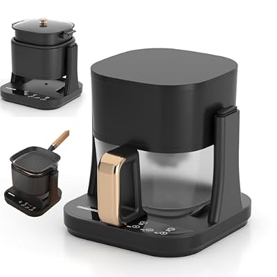 Air Fryer Glass Air Fryer,Grill,Heat Circulation,Timer,Transparent Bowl,Space Saving Design(Black)