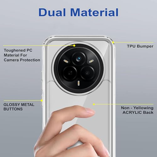 Image of Zapcase Back Case Cover for Realme 14 Pro 5G | Compatible for Realme 14 Pro 5G Back Cover | Case Cover with Camera Protection | (TPU + PC | Transparent)