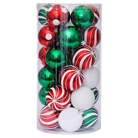 Cratone Pack of 30 Christmas Tree Baubles Decorative Baubles Garden Baubles Christmas Decoration Baubles 6 cm (Red) Cover