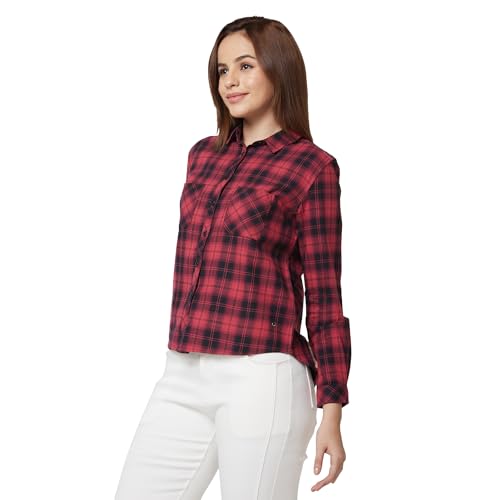 Image of Spykar Women's Cotton Regular Fit Indigo Shirts