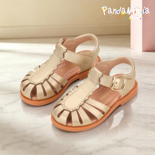 Image of PANDNAINJIA Toddler Girls Sandals T-Strap Dress Summer Shoes